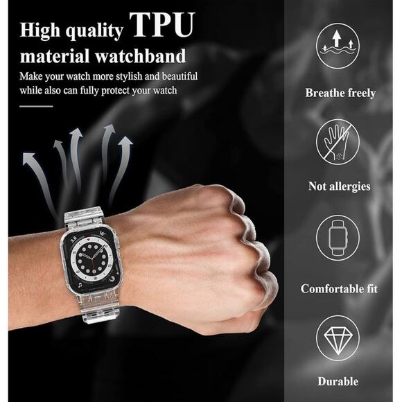 Smart watch Case for 40mm SE Series 6/5/4 clear Band & 2 Screen Protectors - Picture 5 of 6